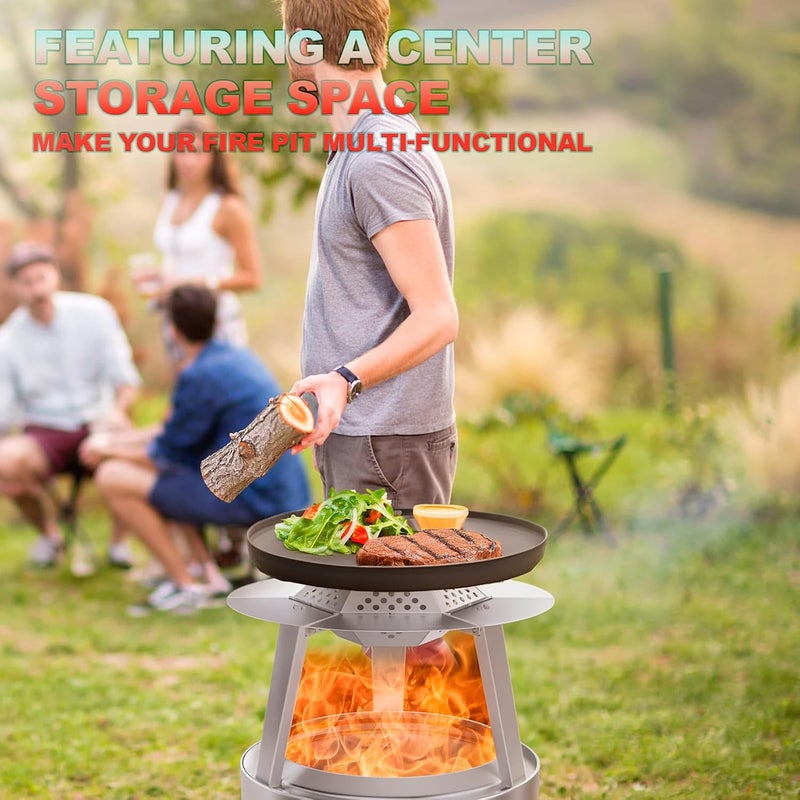 WEBROIL Heat Deflector for Solo Stove Ranger 15",Deflector with Carrying Handle & 3 Legs, Detachable Pellet Adapter Diffuser for Solo Stove Ranger 1.0 and 2.0 Series Accessories, 304 Stainless Steel - Image 3